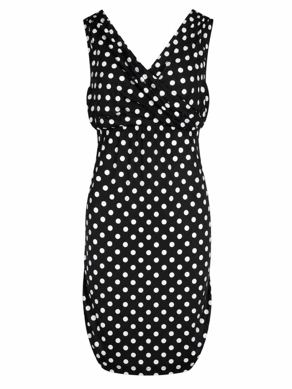 Guess Black White Polka Dot V Neck Mini Bodycon Dress Retro Pin Up coquette date